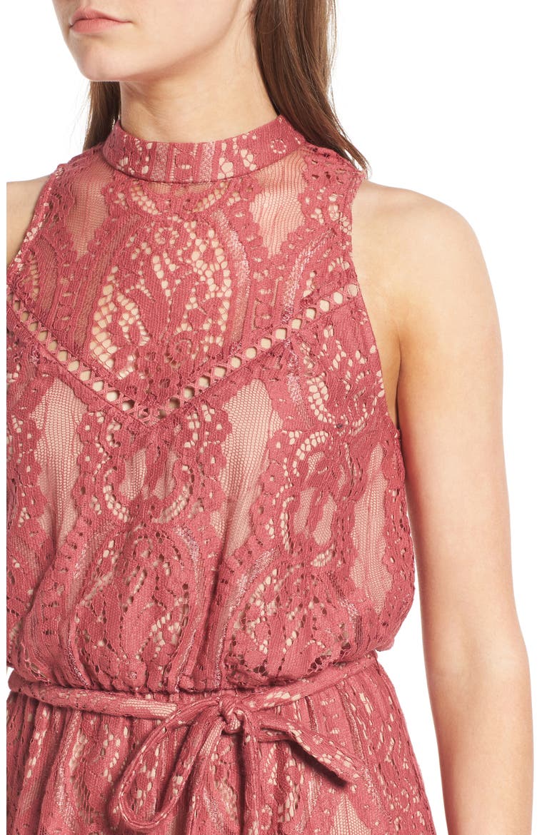 'Portrait' Lace Midi Dress, Alternate, color, RED BAROQUE