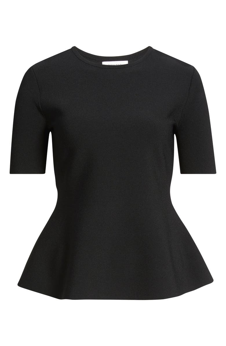 Nordstrom Short Sleeve Peplum Sweater, Alternate, color, Black
