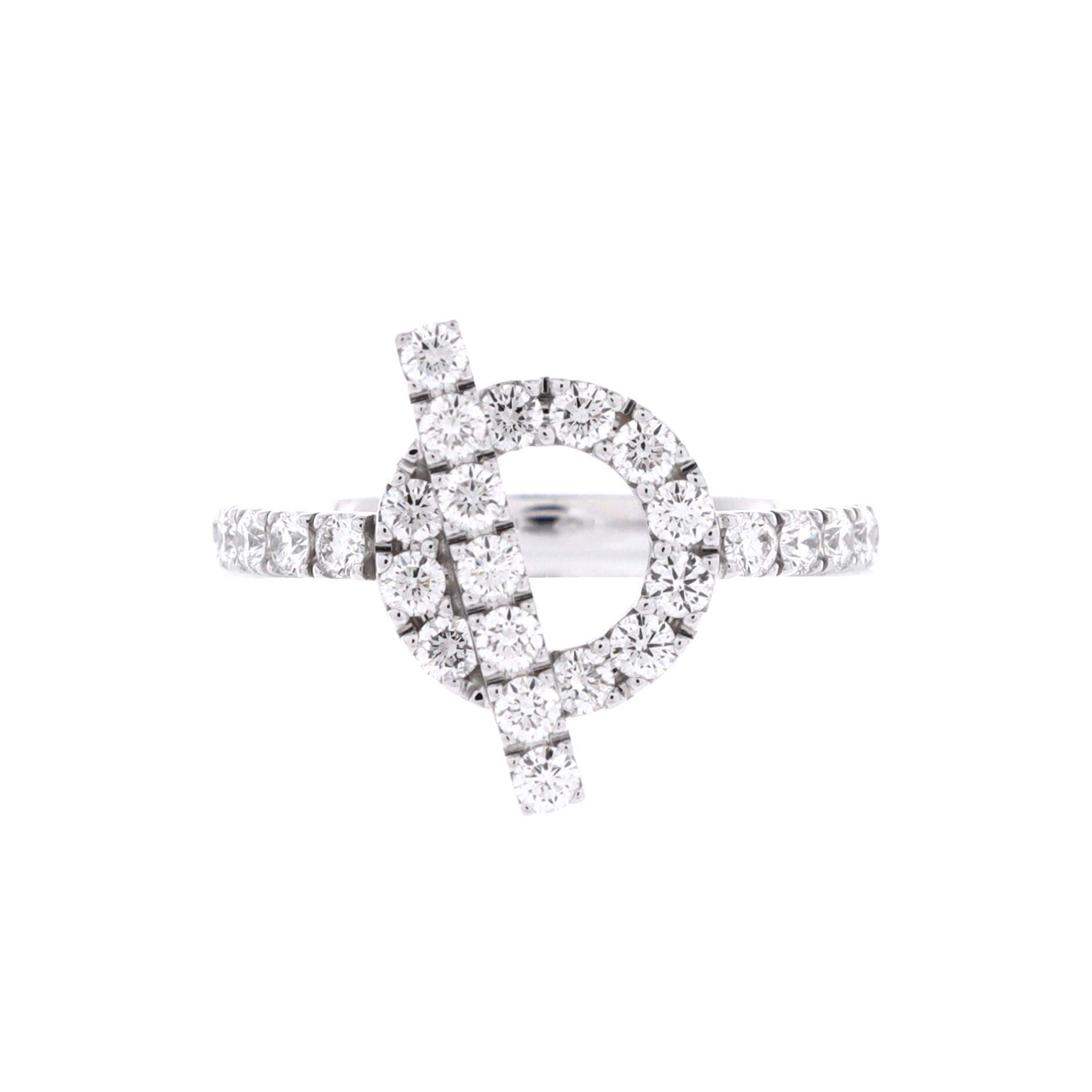 Pre-Owned Hermes Finesse Ring 18K White Gold and Diamonds, Main, color, White Gold