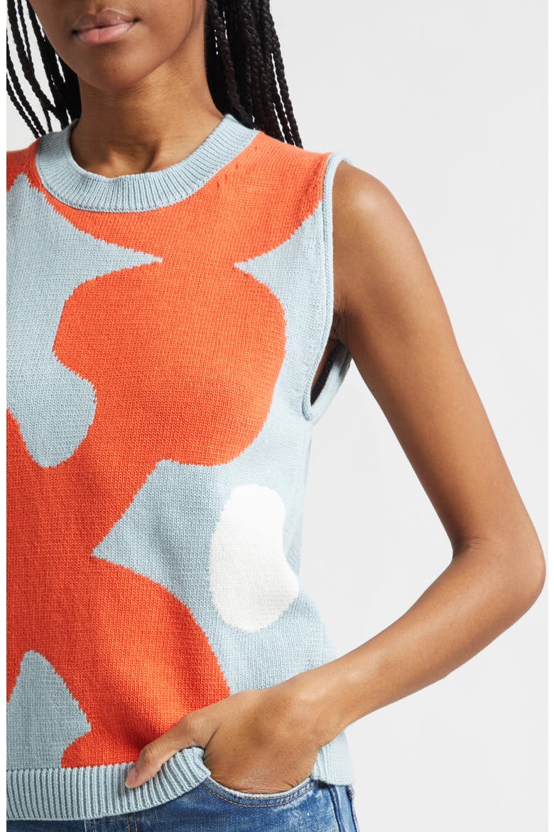 Pomppikoot Keidas Sleeveless Cotton Sweater, Alternate, color, DARK ORANGE LIGHT BLUE