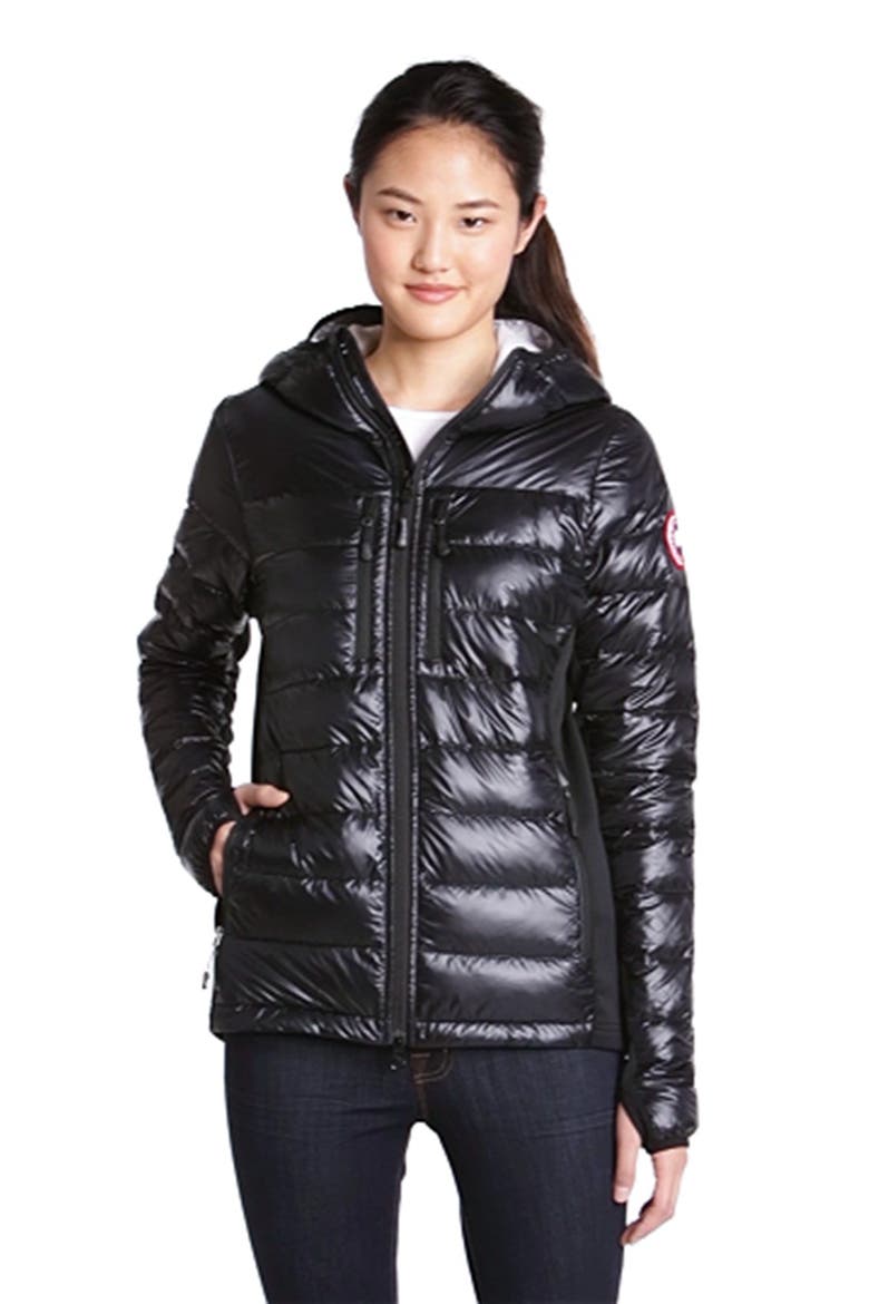 Hybridge Lite Hooded Packable Down Jacket, Alternate, color, BLACK