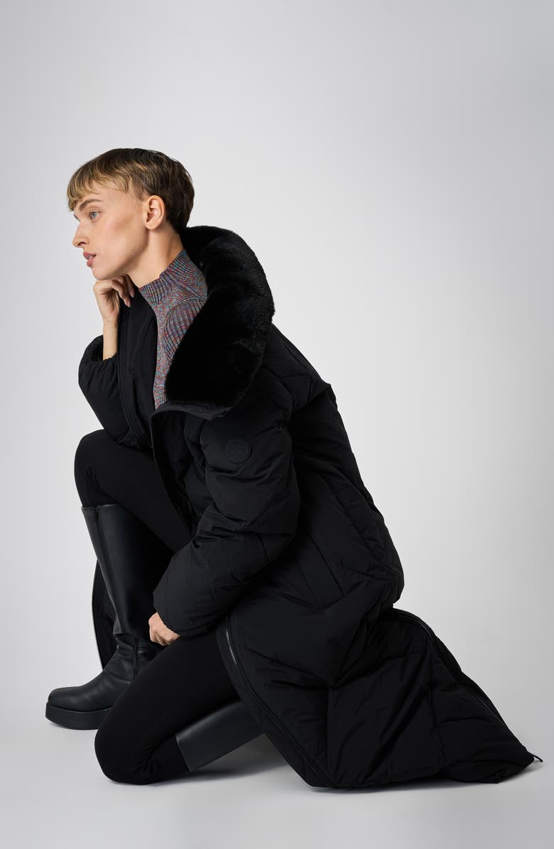 The Recycled Planet Company Dida Faux Fur Trim Water Repellent Down Puffer Coat, Alternate, color, Black