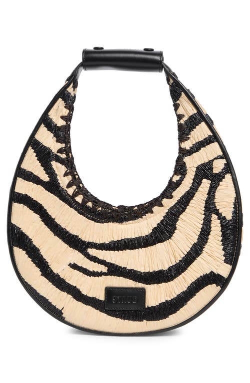 Staud Moon Zebra Raffia Shoulder Bag