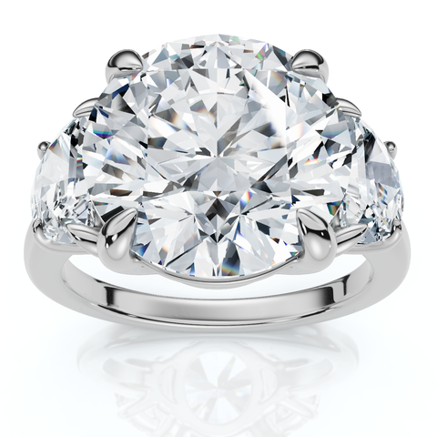 Certified 7Ct Diamond & Halfmoon Engagement Ring Lab Grown