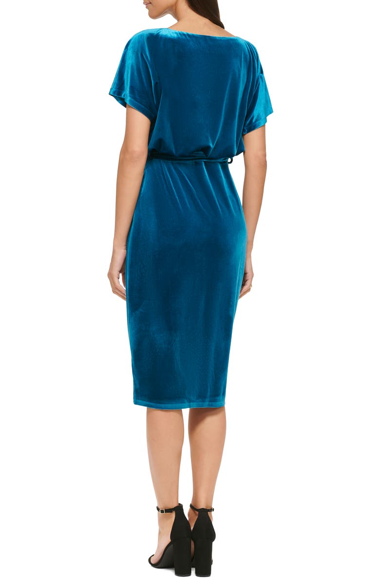 Kensie Stretch Velvet Faux Wrap Dress, Alternate, color, 