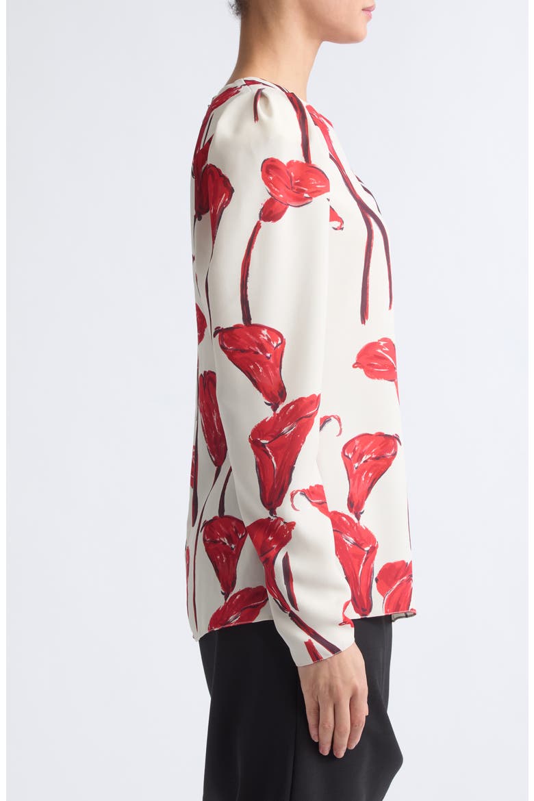 Floral Draped Puff Shoulder Blouse, Alternate, color, CERAMIC MULTI