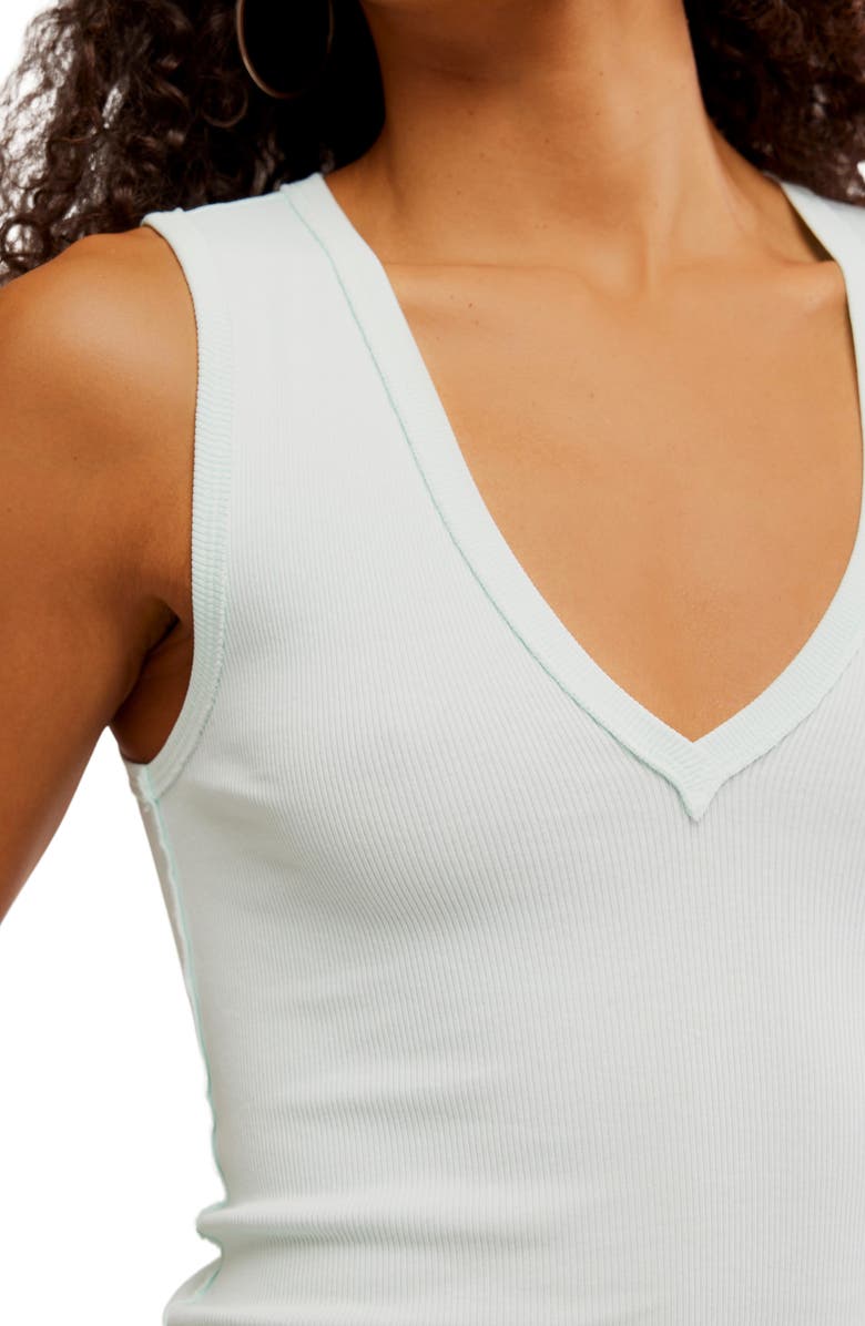 Free People Neria Rib Tank, Alternate, color, Mint Julep