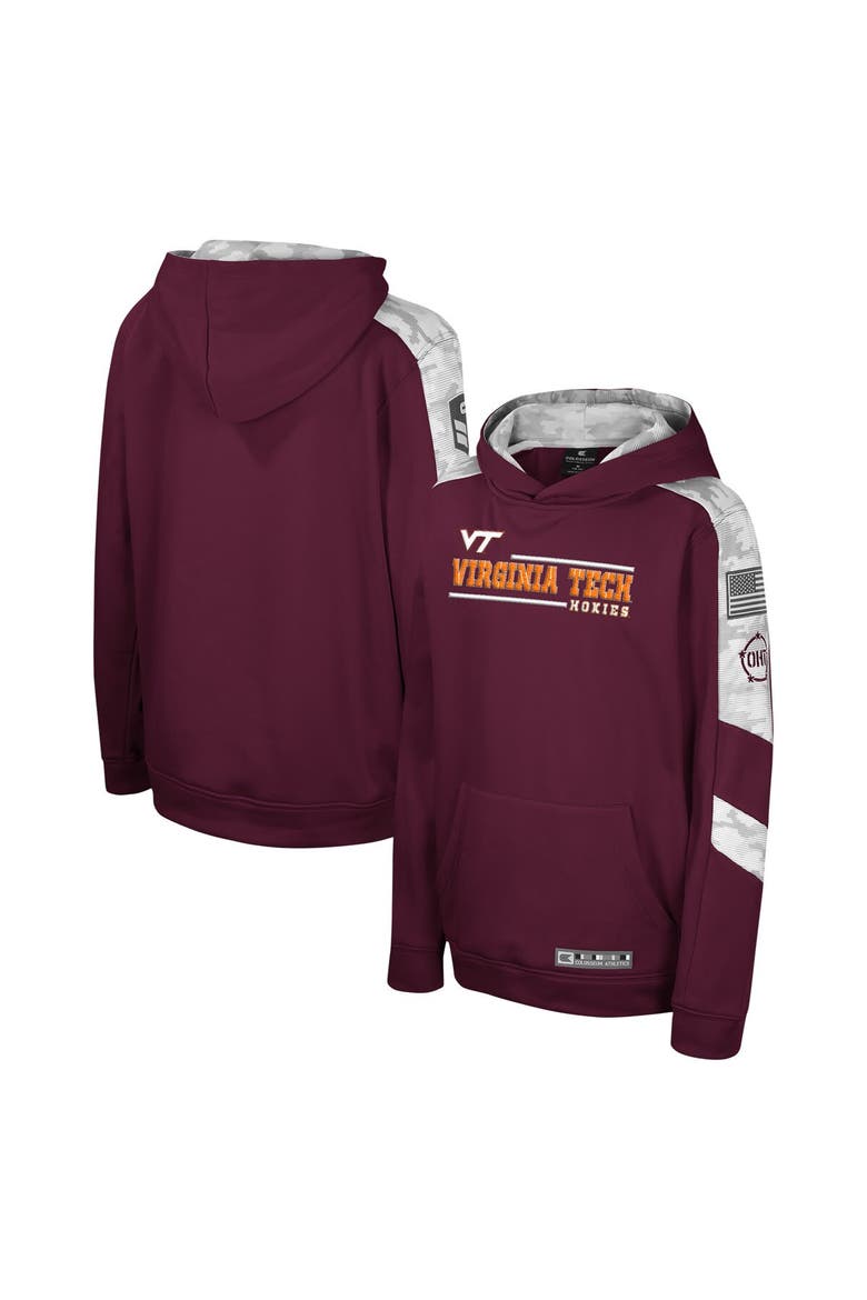 Youth Colosseum Maroon Virginia Tech Hokies OHT Military Appreciation Cyclone Digital Camo Pullover Hoodie, Alternate, color, Maroon