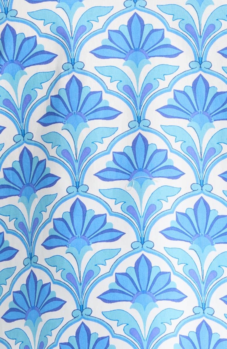 SUGARLIPS Elyse Geo Neli Puff Sleeve Cotton Top, Alternate, color, Blues White Multi