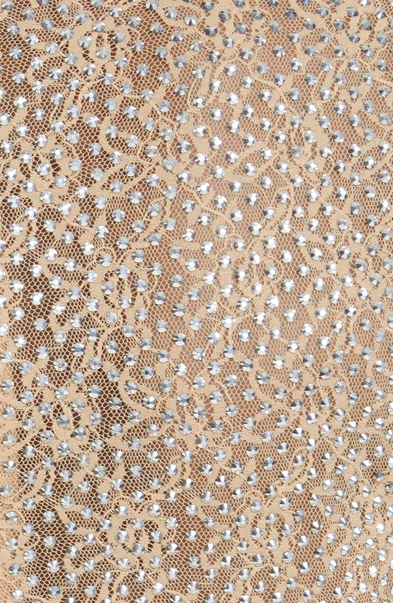 Stella McCartney Crystal Embellished Floral Lace Catsuit, Alternate, color, Light Beige