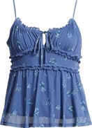 BP. Floral Mesh Ruffle Trim Camisole