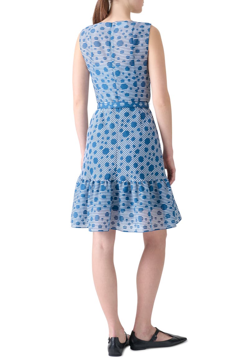 Stripe Dot Belted Seersucker Dress, Alternate, color, CREAM-MEDIUM BLUE