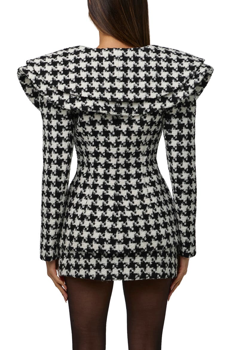 Double Collar Houndstooth Blazer, Alternate, color, HOUNDSTOOTH BLACK/WHITE