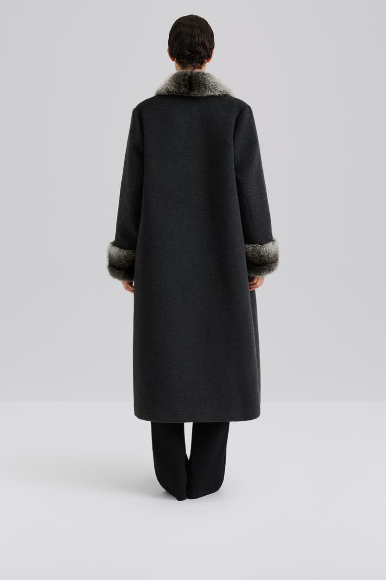 Anouk Yve Faux Fur Wool Coat, Alternate, color, Grey