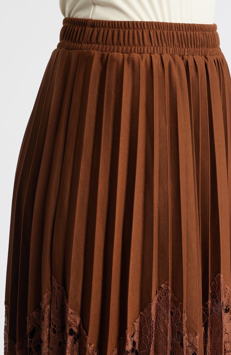 NIKKI LUND Sigrid Mixed Media Pleated Skirt, Alternate, color, Brown