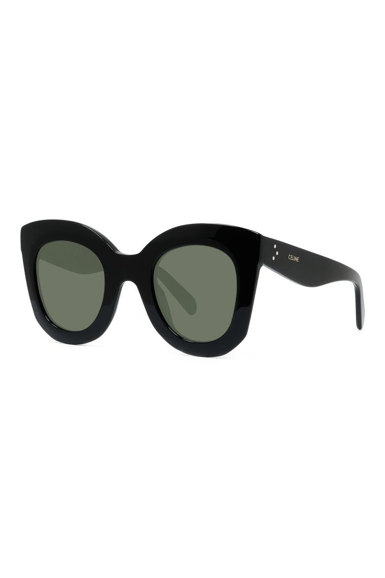 Special Fit 49mm Small Cat Eye Sunglasses, Alternate, color, BLACK/ GREEN