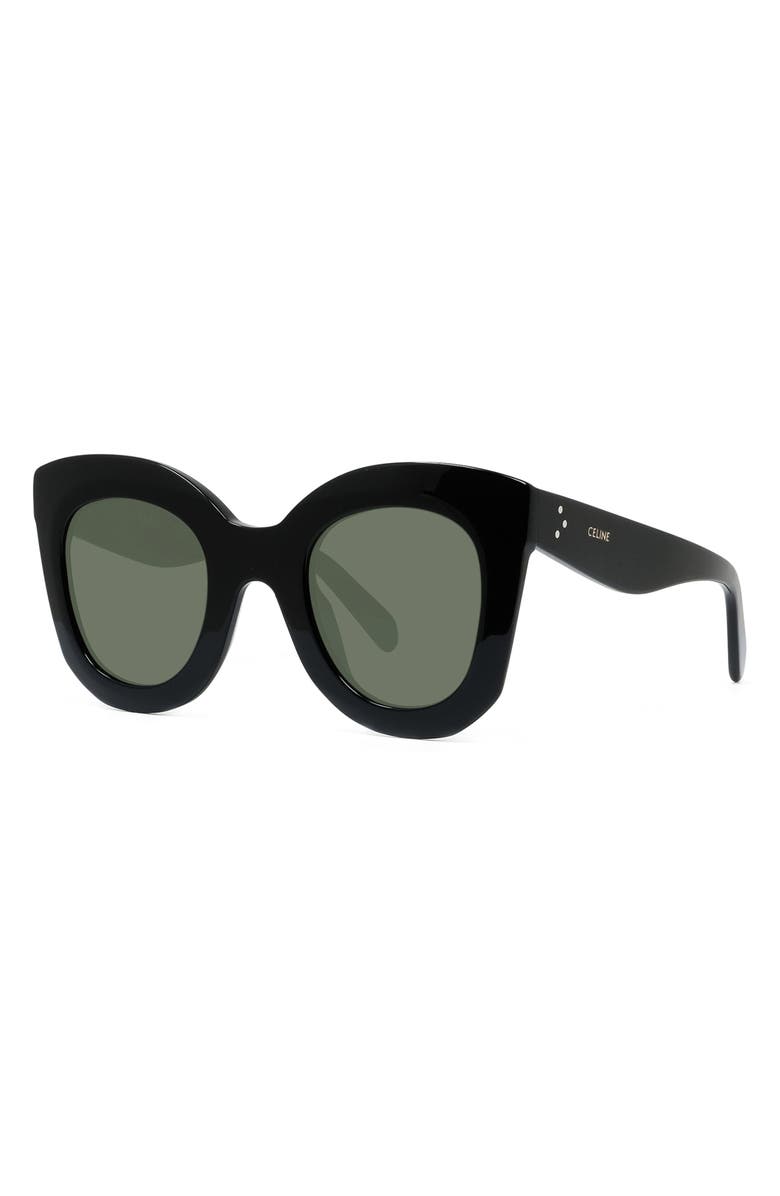 CELINE Special Fit 49mm Small Cat Eye Sunglasses, Alternate, color, Black/ Green
