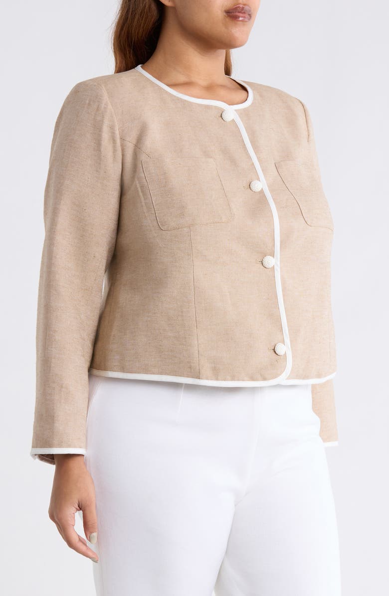 CeCe Contrast Trim Jacket, Alternate, color, Toffee