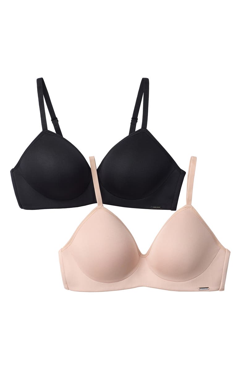 HALSTON 2-Pack Modern Micro Wire Free T-Shirt Bras, Main, color,