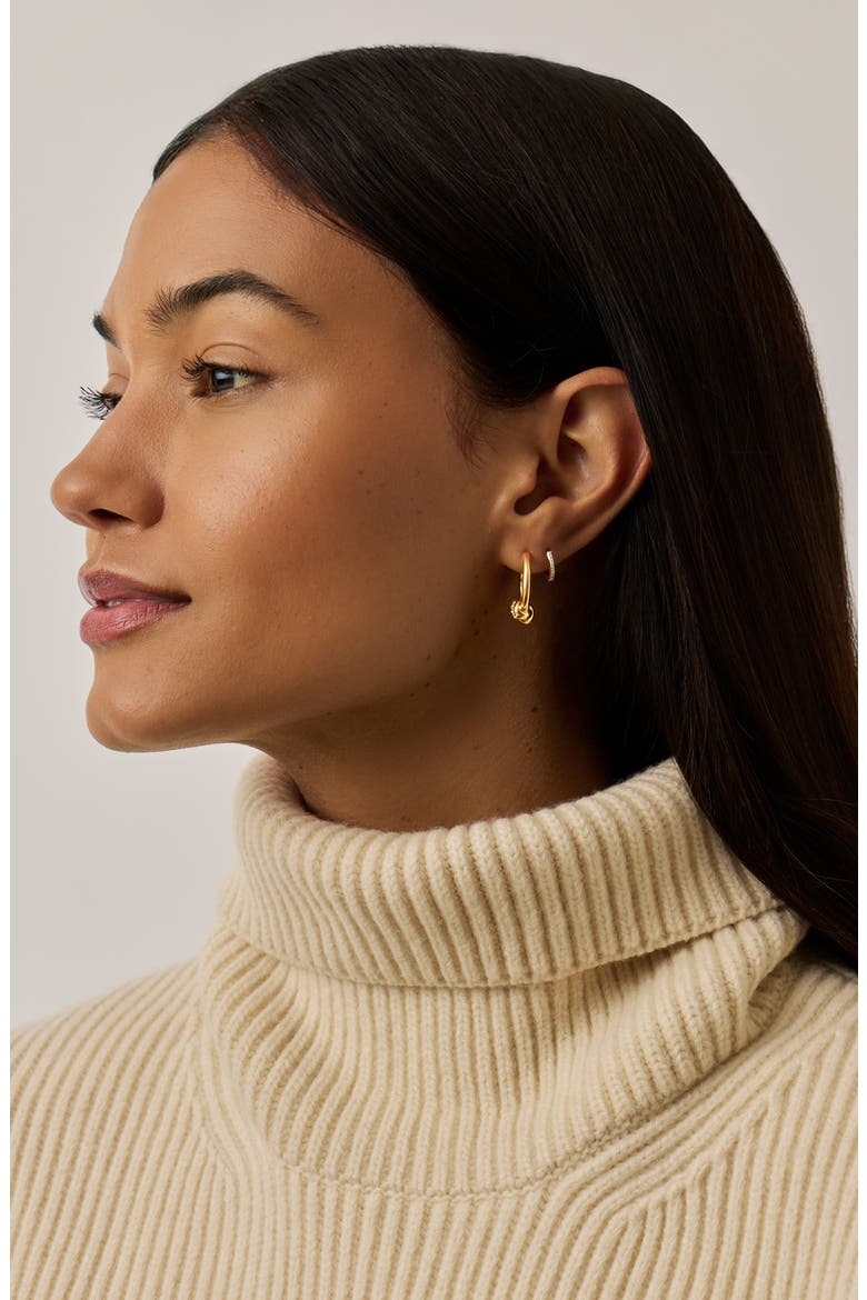 x Lucy Williams Small Pavé Knot Hoop Earrings, Alternate, color, GOLD
