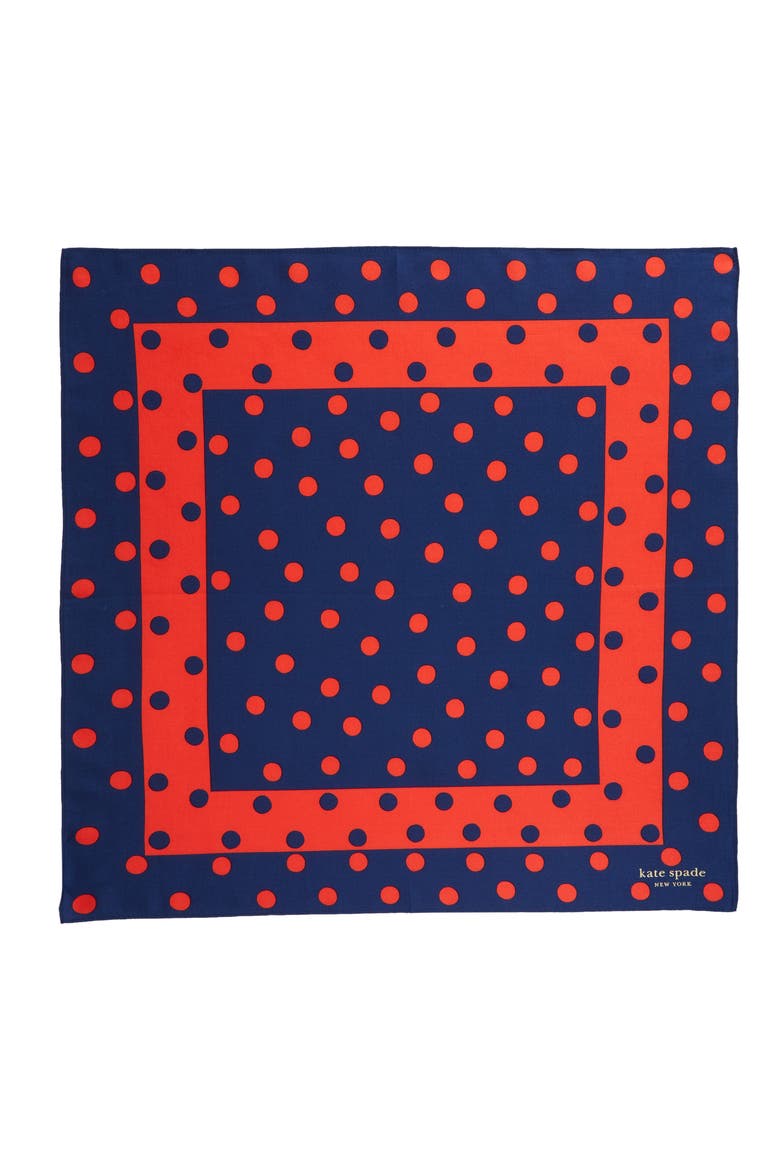 springtime dot silk bandana, Alternate, color, FRENCH NAVY