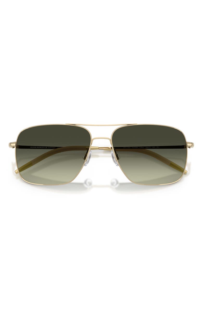 Oliver Peoples Clifton 58mm Gradient Rectangular Sunglasses, Alternate, color, Gold / G-15 Gradient