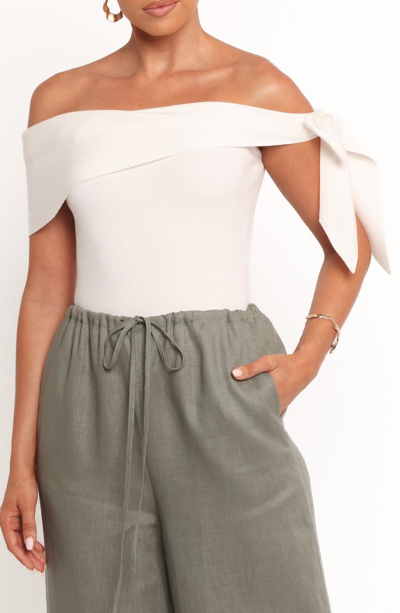Petal & Pup Charama Bow Detail Off the Shoulder Knit Top, Main, color,