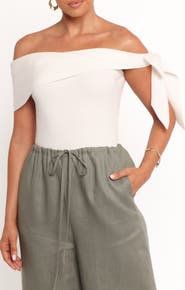 Petal & Pup Charama Bow Detail Off the Shoulder Knit Top