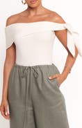Petal & Pup Charama Bow Detail Off the Shoulder Knit Top