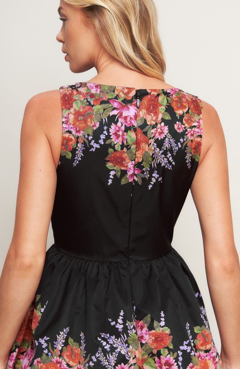 FLYING TOMATO Floral Tiered Midi Dress, Alternate, color, Black