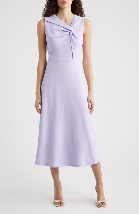 Twist Neck A-Line Midi Dress