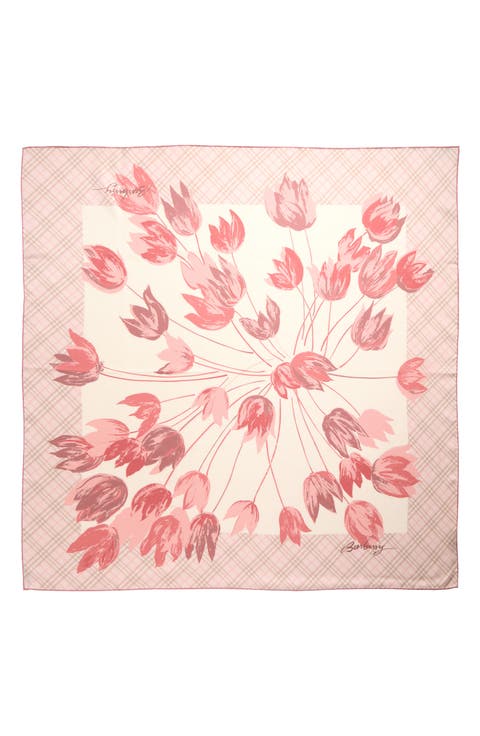 Tulip Check Silk Twill Square Scarf