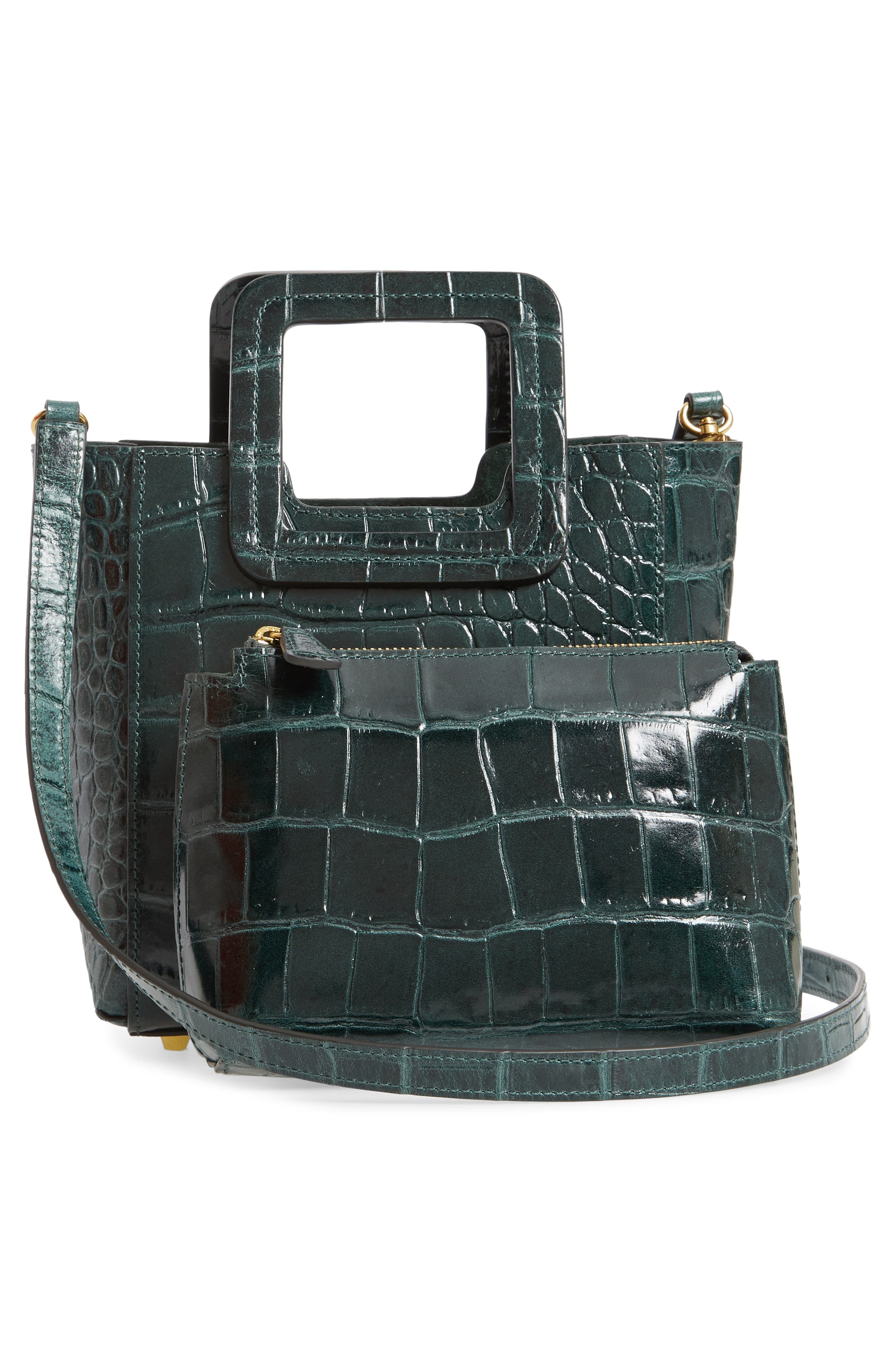 STAUD Mini Shirley Croc Embossed Leather Bag, Alternate, color, 