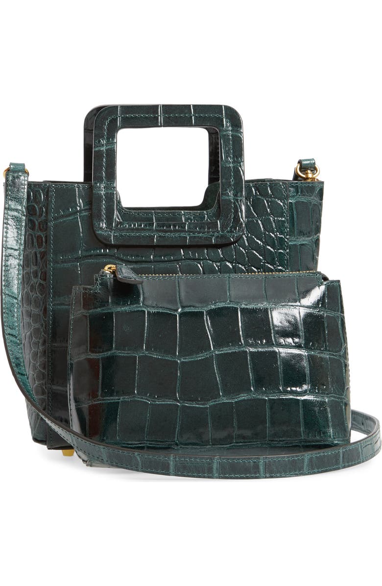 STAUD Mini Shirley Croc Embossed Leather Bag, Alternate, color,