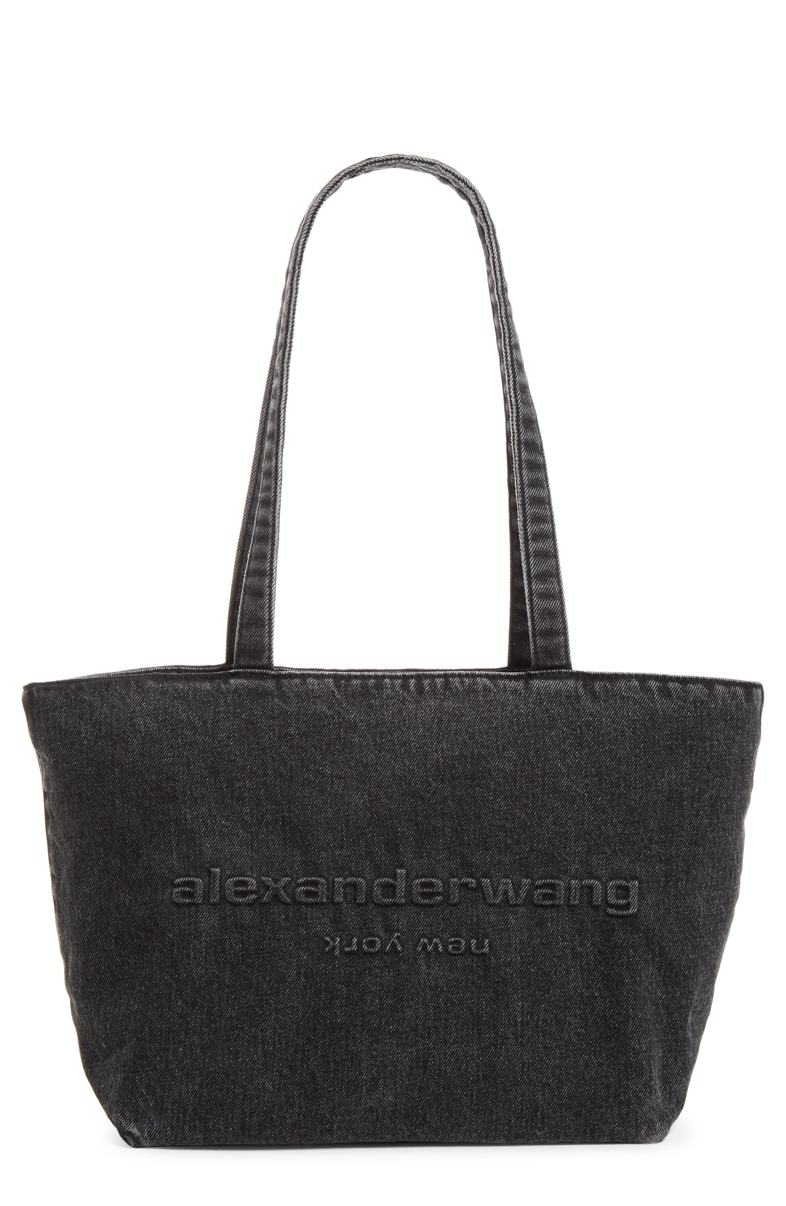 Medium Punch Denim Tote, Main, color, GREY AGED