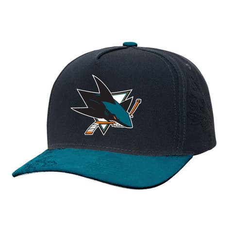 Men's Mitchell & Ness Black/Teal San Jose Sharks May Flowers Pro Crown Adjustable Hat