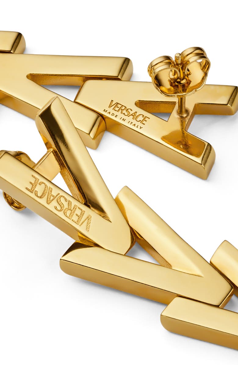 Versace V-Chain Linear Drop Earrings, Alternate, color,