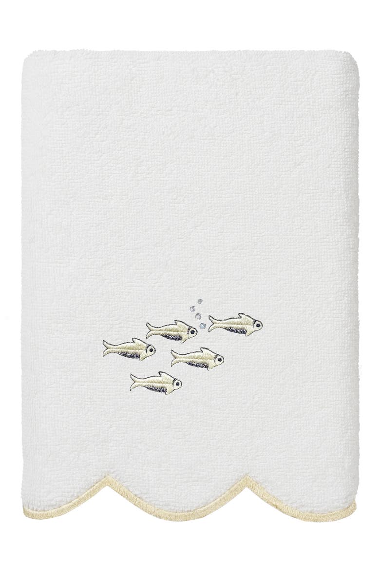 Fish School Scallop 3-Piece Hand Towel Set, Alternate, color, WHITE/ BEIGE