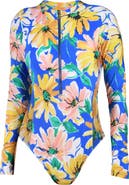 Sunshine 79 Sunflower Long Sleeve One-Piece Rashguard Swimsuit