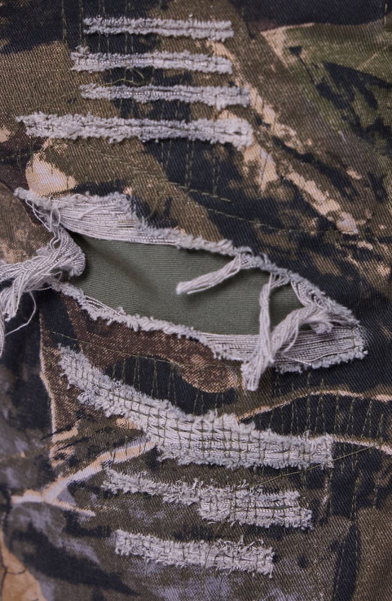 mnml Baggy Distressed Cotton Cargo Shorts, Alternate, color, Forest Camo