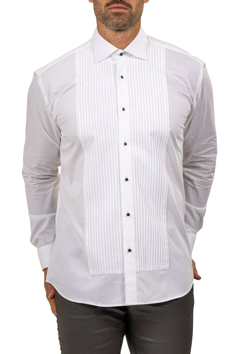 Ceremony Cotton Tuxedo Shirt, Alternate, color, WHITE