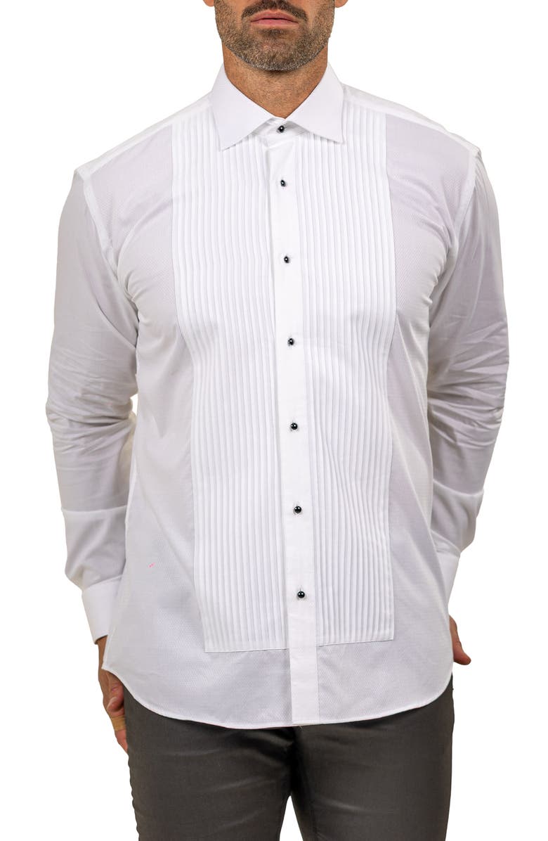 Maceoo Ceremony Cotton Tuxedo Shirt, Alternate, color, White