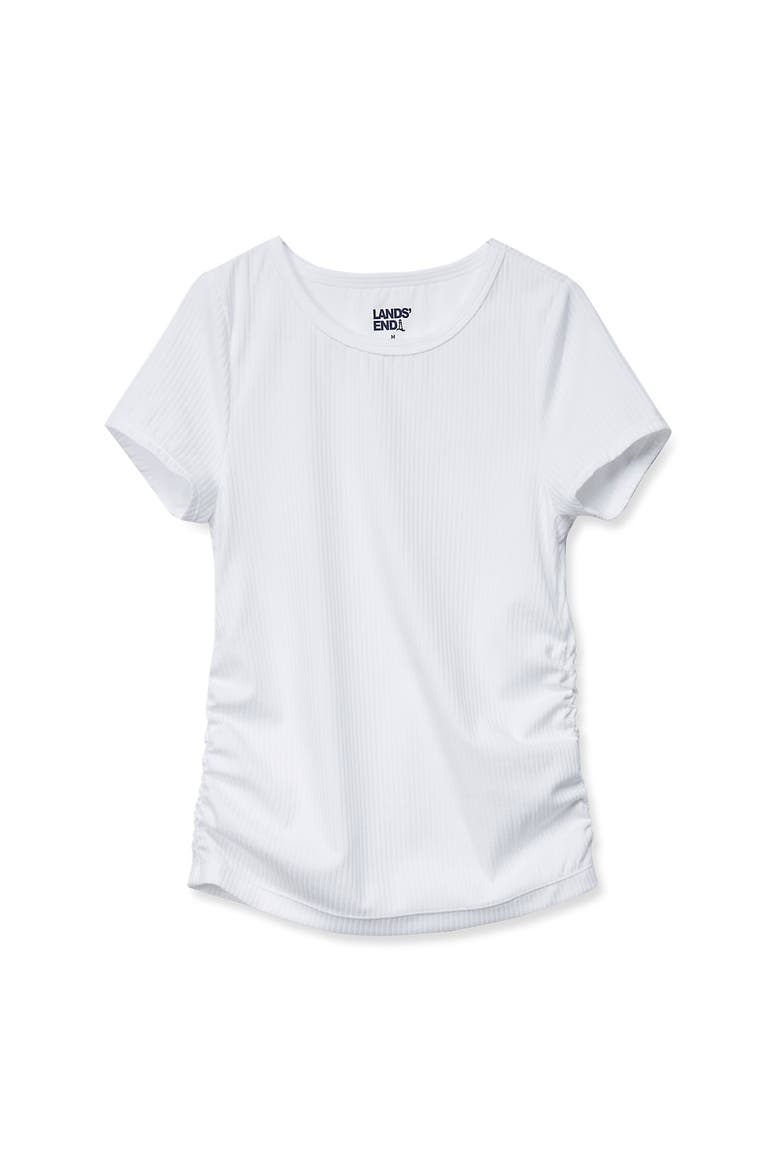 Girls Short Sleeve Active Ribbed Tee, Main, color, White