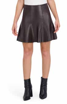 Ookie & Lala Supersoft Faux Leather Flounced Miniskirt