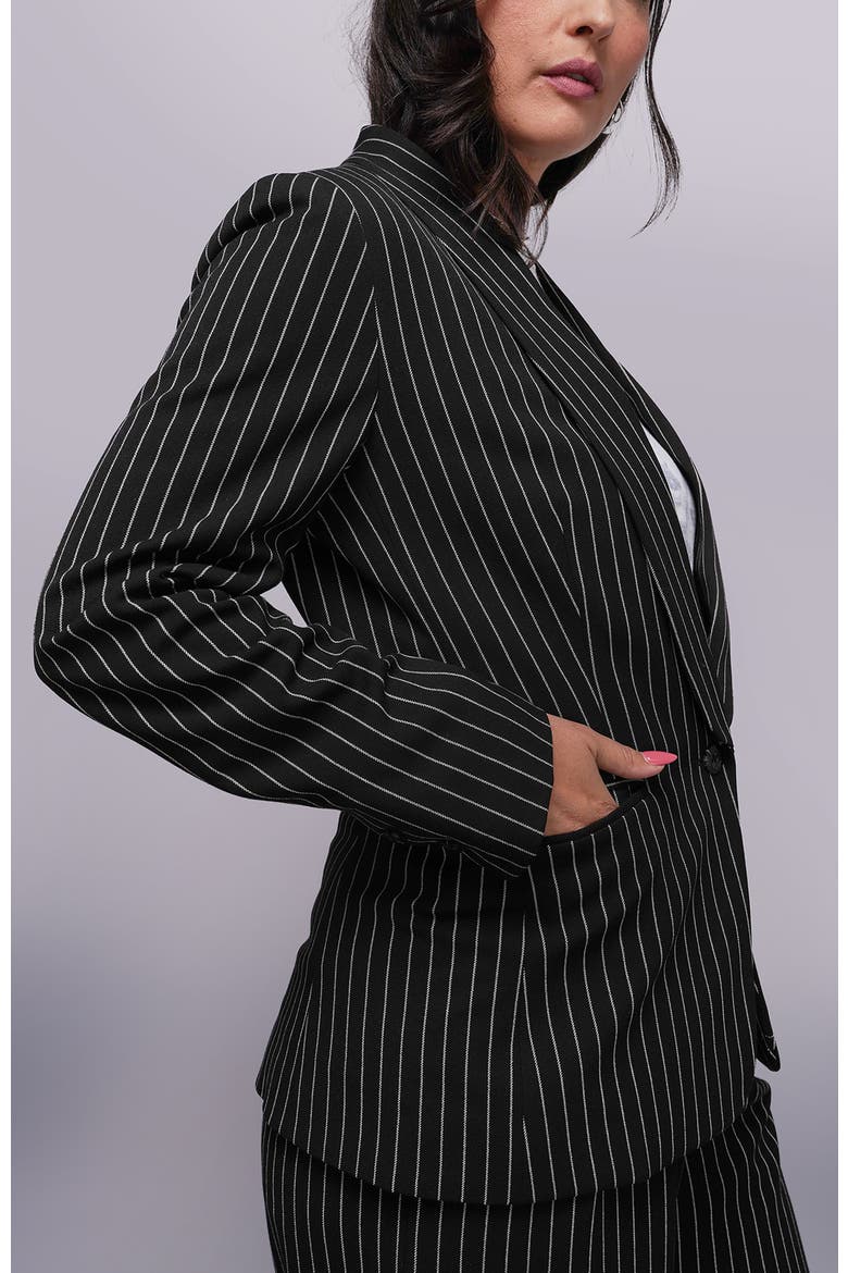 The Empower Pinstripe Tux Blazer, Alternate, color, BLACK/STONE