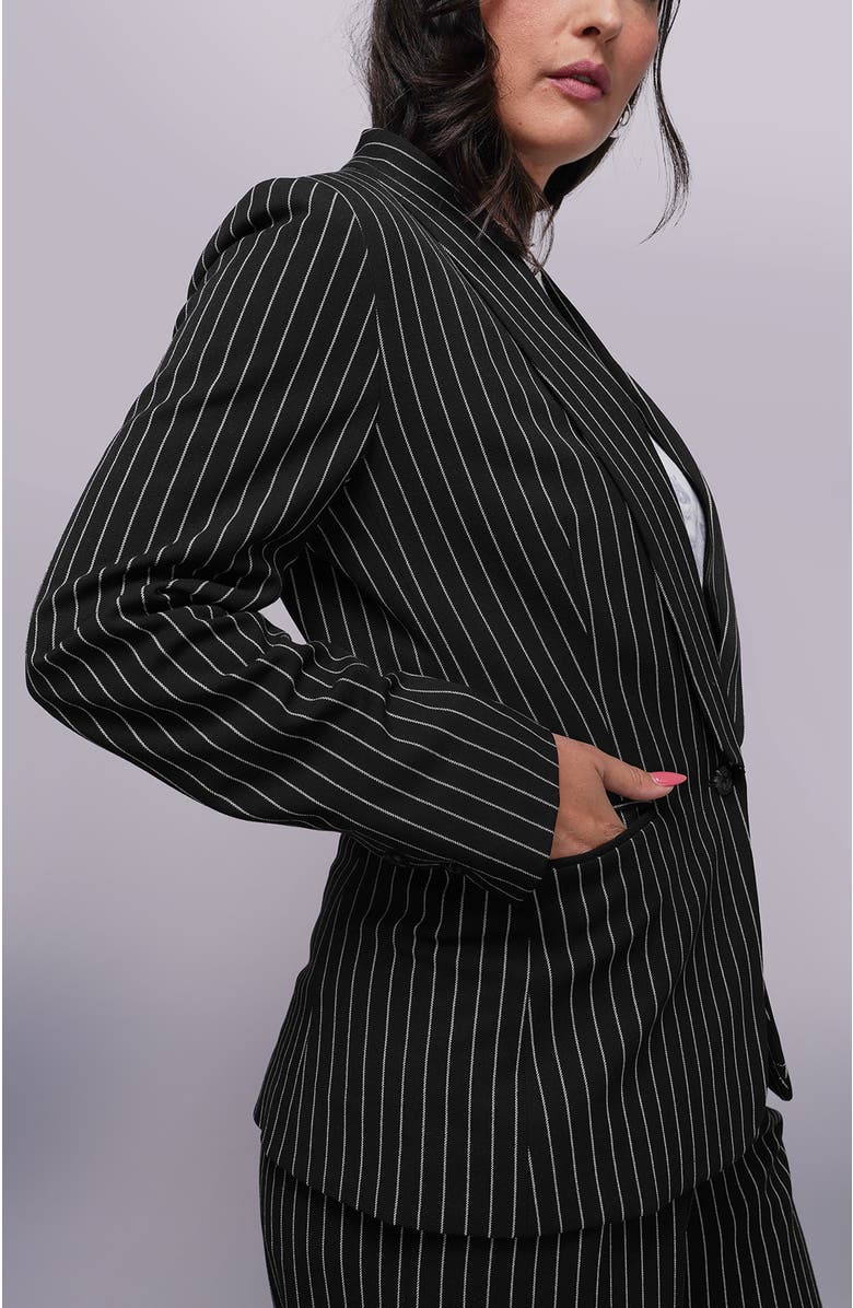 WILDFANG The Empower Pinstripe Tux Blazer, Alternate, color, Black/Stone
