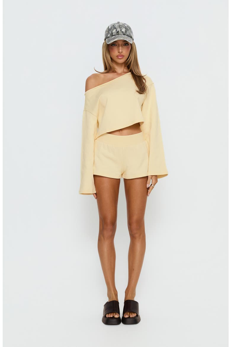 Retreat Raw Edge One-Shoulder Sweatshirt, Alternate, color, BUTTERCREAM