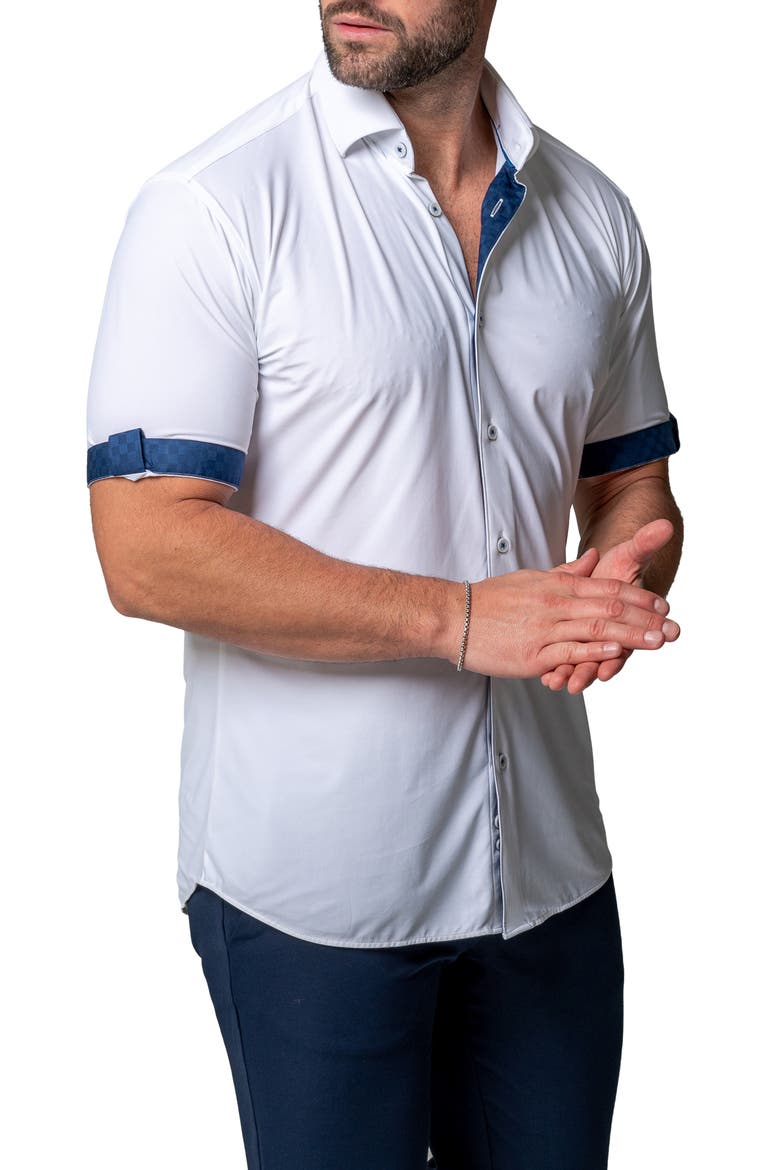 Galileo Regular Fit Short Sleeve Button-Up Shirt, Alternate, color, WHITE