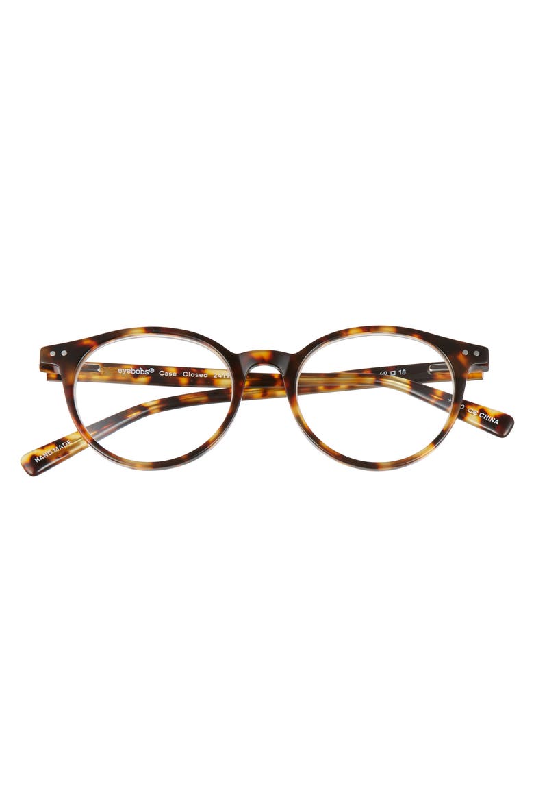 Case Closed 49mm Round Reading Glasses, Main, color, TORTOISE / CLEAR