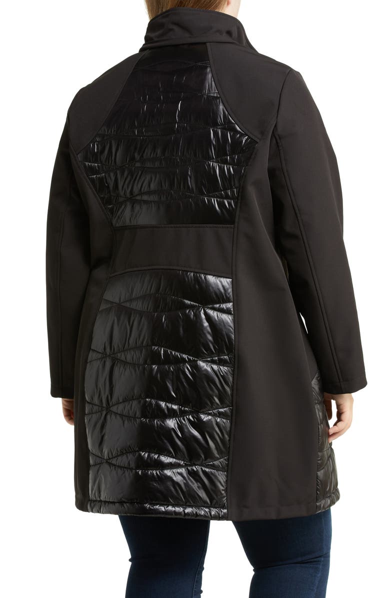 Via Spiga Mixed Media Water Repellent Longline Coat, Alternate, color,